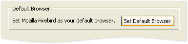 screenshot of Mozilla Firebird default browser setting