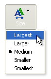 The optional Font Size selection toolbar element in Internet Explorer